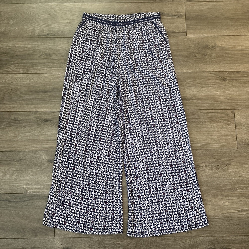 Hei Hei Pants Womens M Blue White Baggy Wide Leg Palazzo Pants